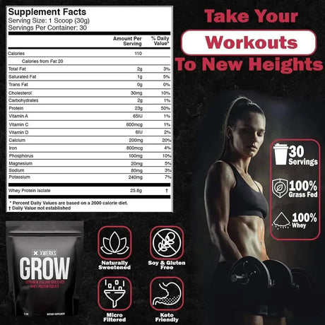 XWERKS - Xwerks Grow 100% New Zealand Grass-Fed Whey Protein Strawberry 28.8 Oz. - The Red Vitamin MX - Suplementos Alimenticios - {{ shop.shopifyCountryName }}