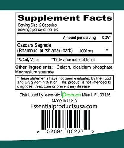 ELP ESSENTIAL - ELP ESSENTIAL Cascara Sagrada 1000Mg. 100 Capsulas - The Red Vitamin MX - Suplementos Alimenticios - {{ shop.shopifyCountryName }}