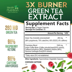 HEALTH NUTRITION NATURALS - Health Nutrition Naturals Green Tea Extract 120 Capsulas - The Red Vitamin MX - Suplementos Alimenticios - {{ shop.shopifyCountryName }}