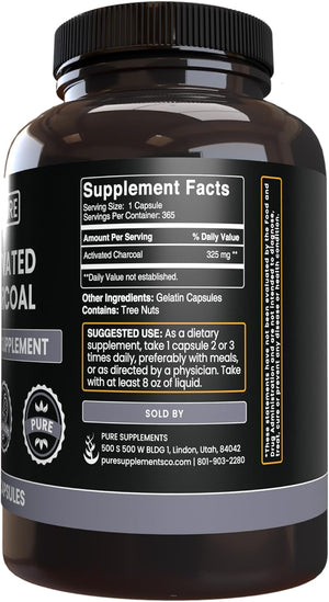 Pure Original Ingredients Activated Charcoal 365 Capsulas