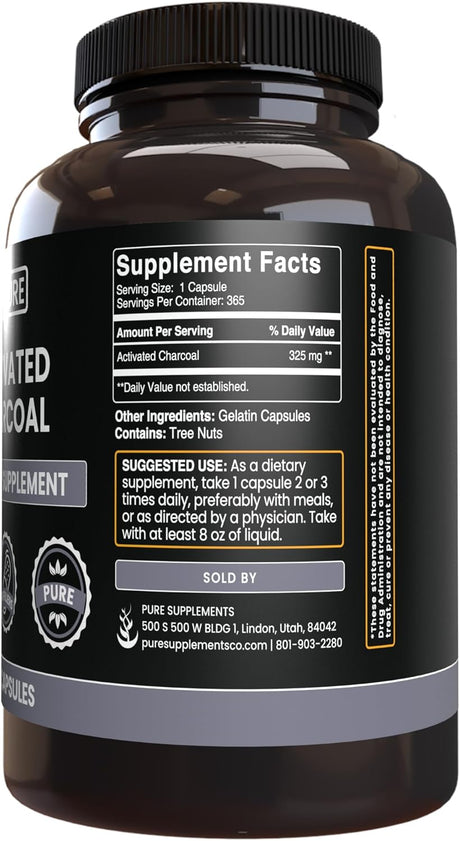 Pure Original Ingredients Activated Charcoal 365 Capsulas