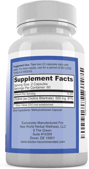 DOCTOR RECOMMENDED SUPPLEMENTS - Doctor Recommended Supplements Premium Choline 500Mg. 120 Capsulas 2 Pack - The Red Vitamin MX - Suplementos Alimenticios - {{ shop.shopifyCountryName }}