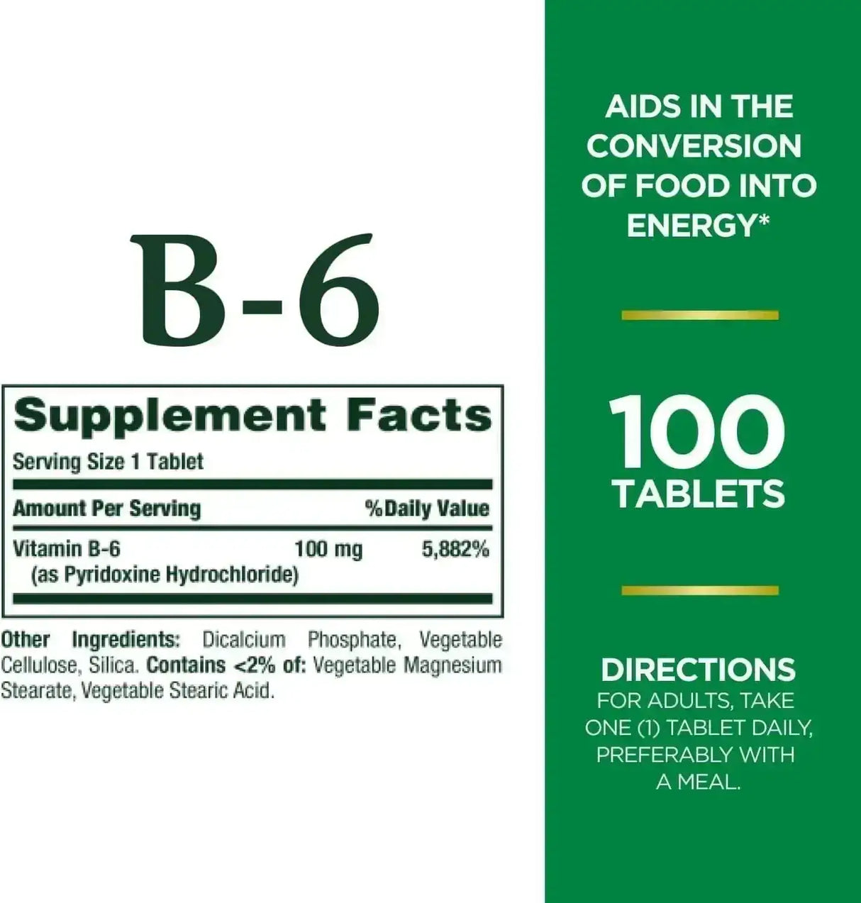 NATURE'S BOUNTY - Nature's Bounty Vitamin B6 100Mg. 100 Tabletas - The Red Vitamin MX - Suplementos Alimenticios - {{ shop.shopifyCountryName }}