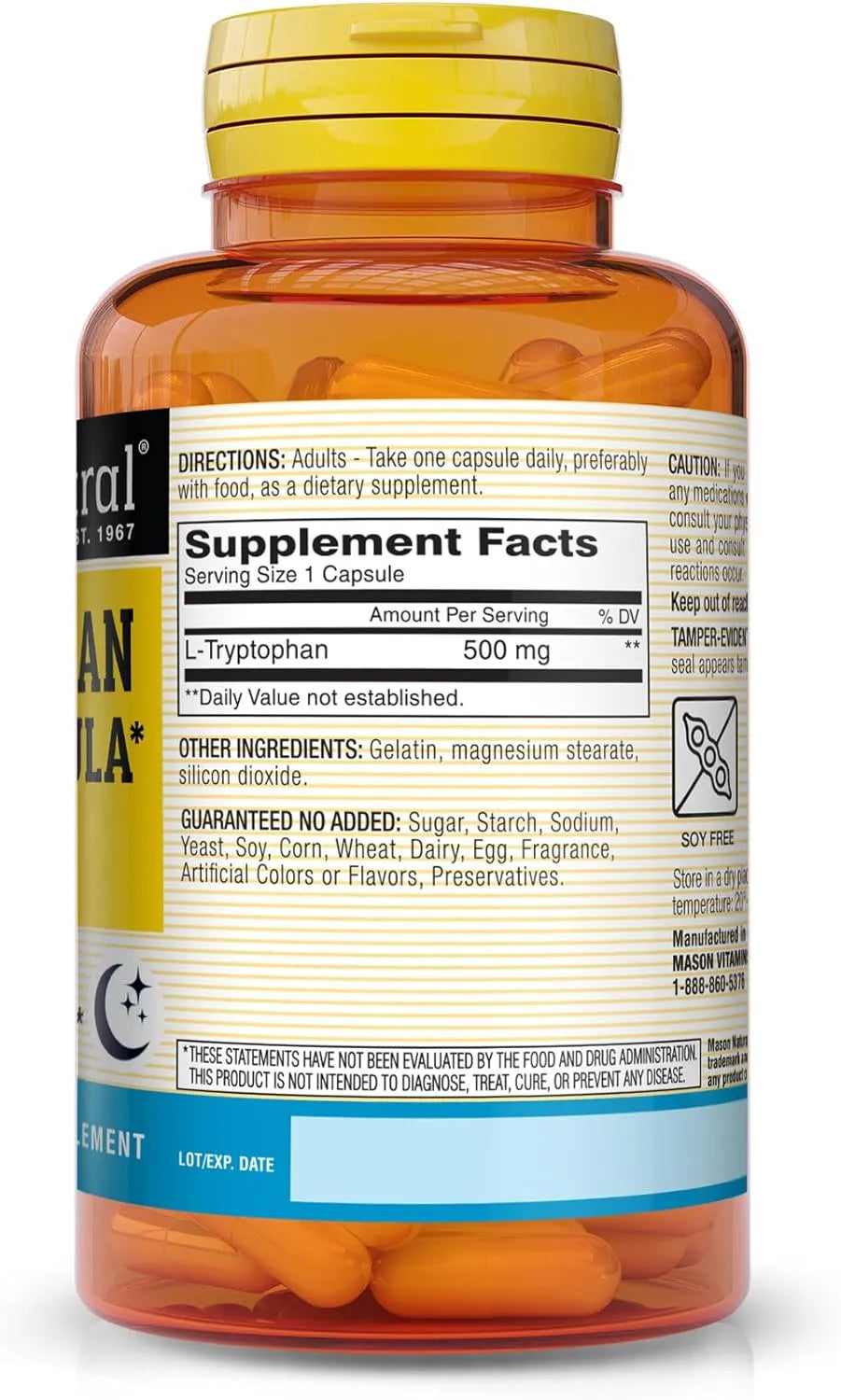 MASON NATURAL - MASON NATURAL L-Tryptophan Sleep Formula 500Mg. 60 Capsulas - The Red Vitamin MX - Suplementos Alimenticios - {{ shop.shopifyCountryName }}