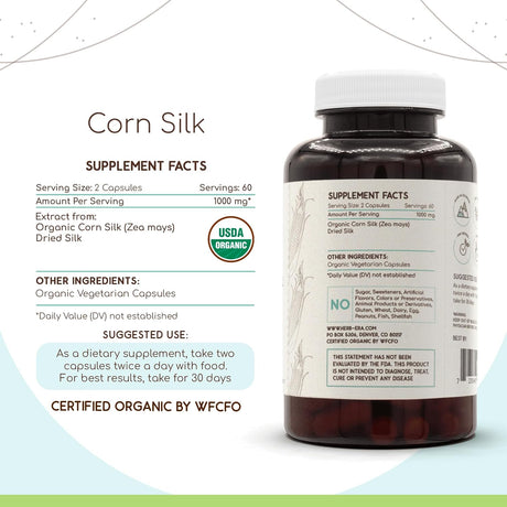 HerbEra Corn Silk USDA Organic 120 Capsulas