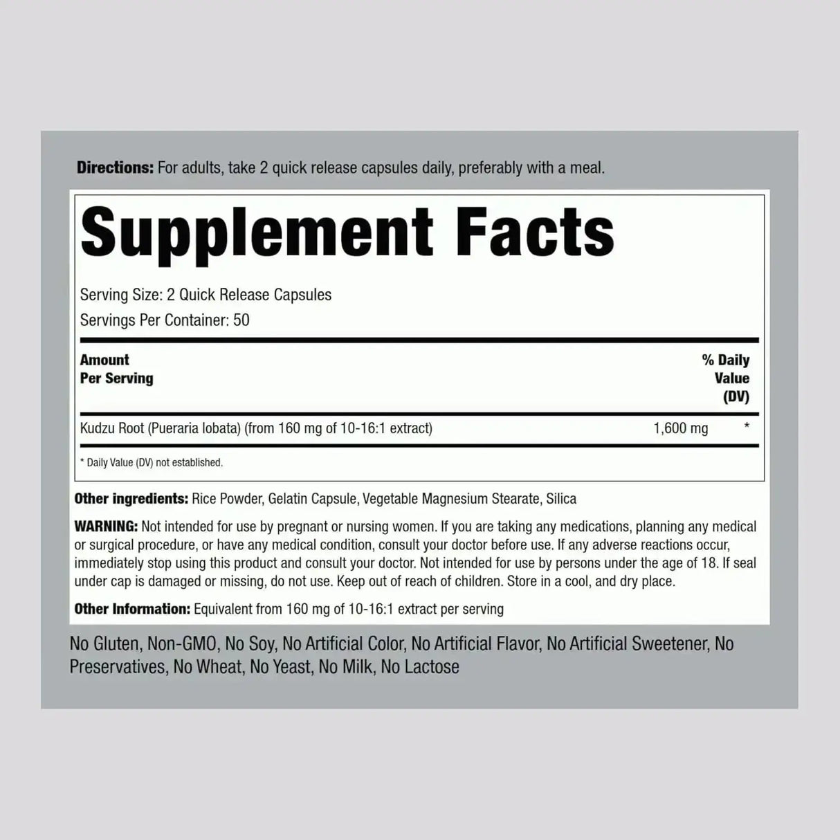 PIPING ROCK - Piping Rock Kudzu Root 1600Mg. 100 Capsulas - The Red Vitamin MX - Suplementos Alimenticios - {{ shop.shopifyCountryName }}