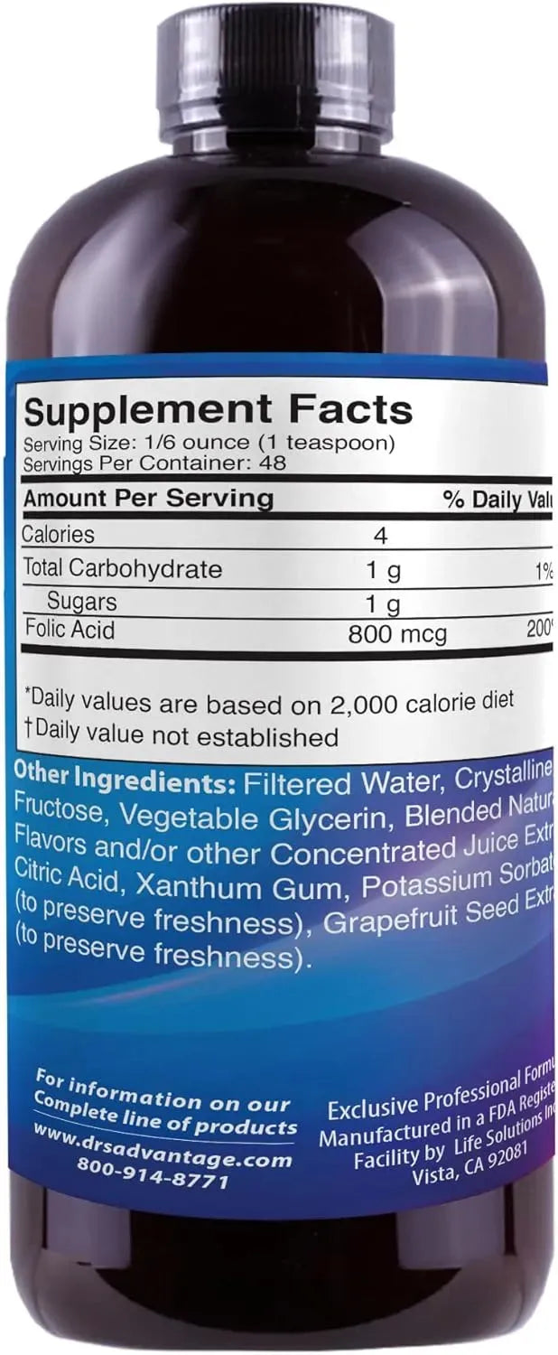 DR'S ADVANTAGE - Dr's Advantage Liquid Folic Acid 800mcg 237Ml. - The Red Vitamin MX - Suplementos Alimenticios - {{ shop.shopifyCountryName }}