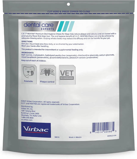 VIRBAC - Virbac C.E.T. HEXtra Premium Oral Hygiene for Dogs 26-50 lbs 363Gr. - The Red Vitamin MX - Cuidado Dental Para Perros - {{ shop.shopifyCountryName }}