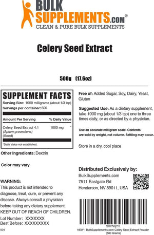 BULK SUPPLEMENTS - Bulk Supplements Celery Seed Extract Powder 500Gr. - The Red Vitamin MX - Suplementos Alimenticios - {{ shop.shopifyCountryName }}