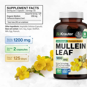 BIOKRAUTER - BIO KRAUTER Mullein Capsules for Lungs Detox 1200Mg. 250 Capsulas - The Red Vitamin MX - Suplementos Alimenticios - {{ shop.shopifyCountryName }}