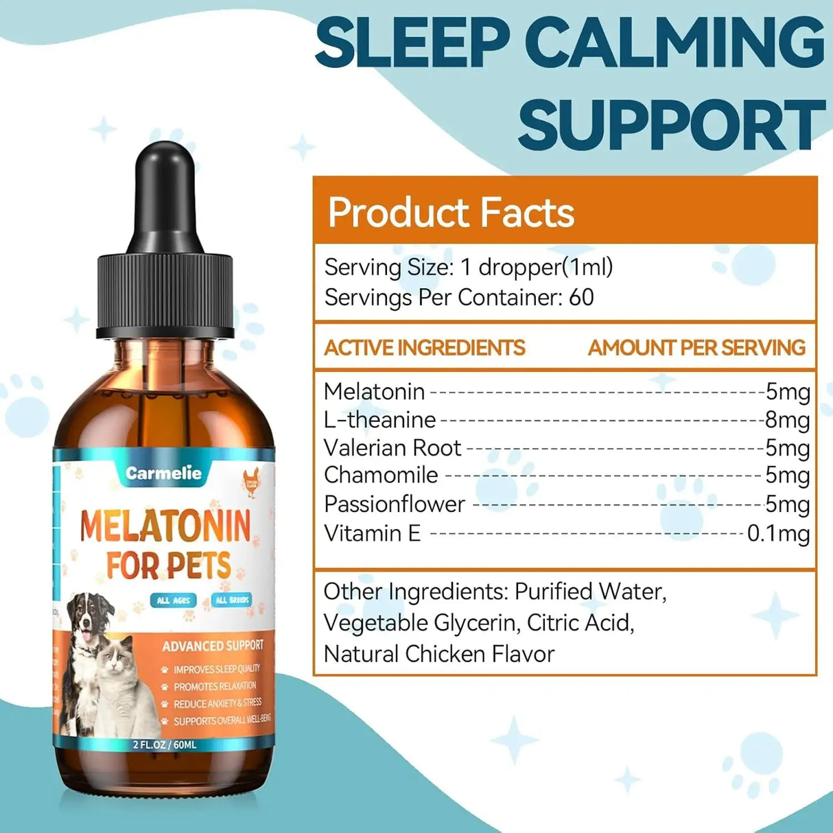 CARMELIE - Carmelie Melatonin for Pets 60Ml. - The Red Vitamin MX - Relajantes Para Perros - {{ shop.shopifyCountryName }}