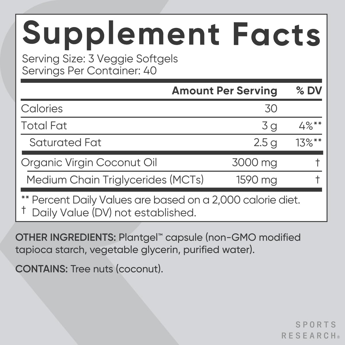 SPORTS RESEARCH - Sports Research Organic Coconut Oil 3000Mg. 120 Capsulas Blandas - The Red Vitamin MX - Suplementos Alimenticios - {{ shop.shopifyCountryName }}