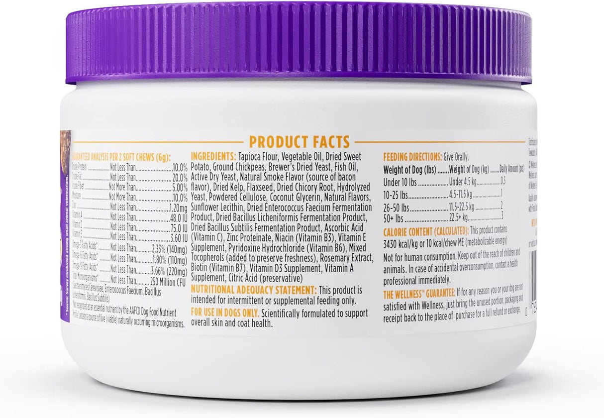 Wellness Barkin' Bacon Flavored Soft Chew Skin & Coat 45 Masticables