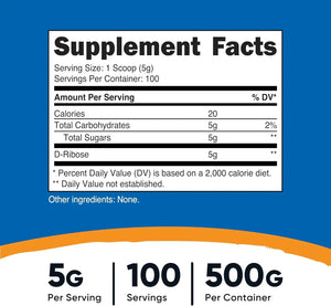 NUTRICOST - Nutricost D-Ribose Powder 500Gr. - The Red Vitamin MX - Suplementos Alimenticios - {{ shop.shopifyCountryName }}