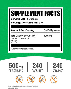 Bulk Supplements Tart Cherry Extract 500Mg. 240 Capsulas