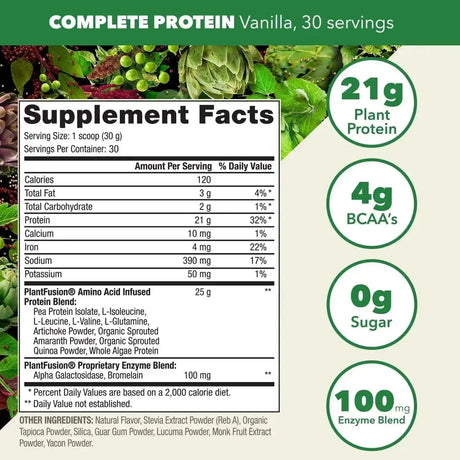 PLANTFUSION - PlantFusion Complete Vegan Protein Powder Vanilla Bean 900Gr. - The Red Vitamin MX - Suplementos Alimenticios - {{ shop.shopifyCountryName }}