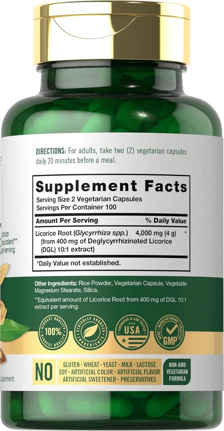 CARLYLE - Carlyle DGL Deglycyrrhizinated Licorice 4000Mg. 200 Capsulas - The Red Vitamin MX - Suplementos Alimenticios - {{ shop.shopifyCountryName }}