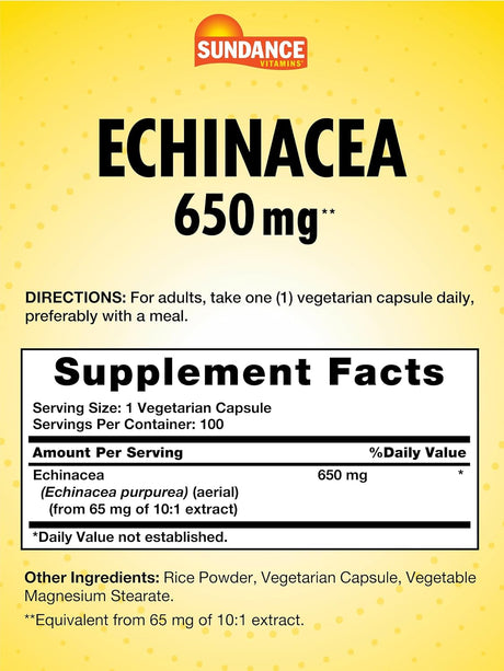 Sundance Echinacea 650Mg. 100 Capsulas