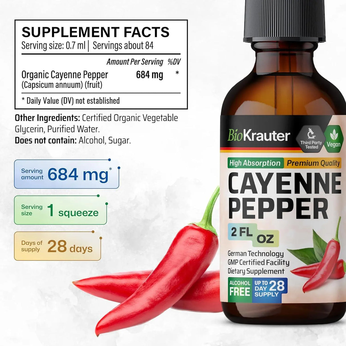 BIOKRAUTER - BIO KRAUTER Cayenne Pepper Tincture 2 Fl.Oz. - The Red Vitamin MX - Suplementos Alimenticios - {{ shop.shopifyCountryName }}