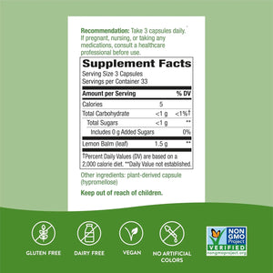 NATURE'S WAY - Nature's Way Premium Herbal Melissa Lemon Balm Leaf 1500Mg. 100 Capsulas - The Red Vitamin MX - Suplementos Alimenticios - {{ shop.shopifyCountryName }}