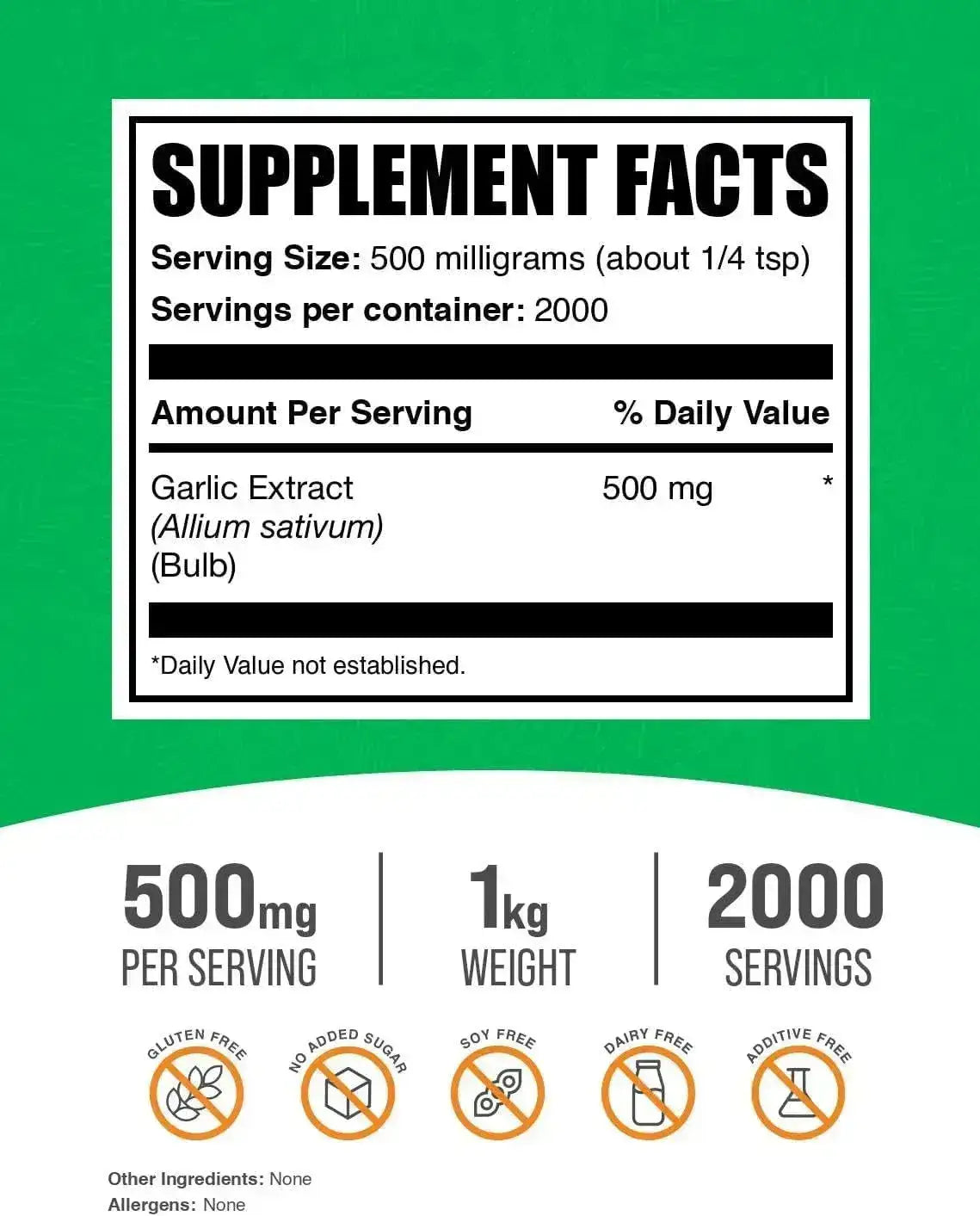 BULK SUPPLEMENTS - Bulk Supplements Garlic Extract Powder 1 Kg. - The Red Vitamin MX - Suplementos Alimenticios - {{ shop.shopifyCountryName }}