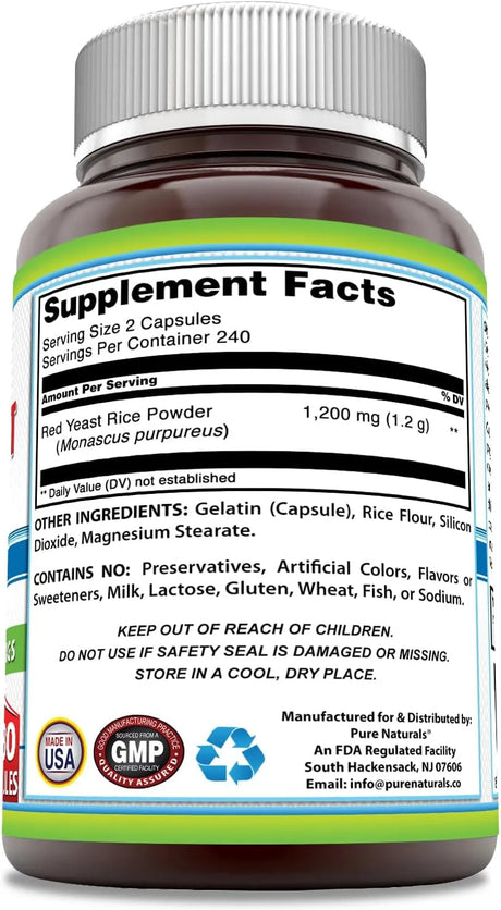 PURE NATURALS - Pure Naturals Red Yeast Rice 1200Mg. 480 Capsulas - The Red Vitamin MX - Suplementos Alimenticios - {{ shop.shopifyCountryName }}