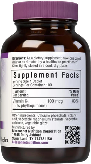 BLUEBONNET NUTRITION - BlueBonnet Vitamin K1 100mcg 100 Tabletas - The Red Vitamin MX - Suplementos Alimenticios - {{ shop.shopifyCountryName }}