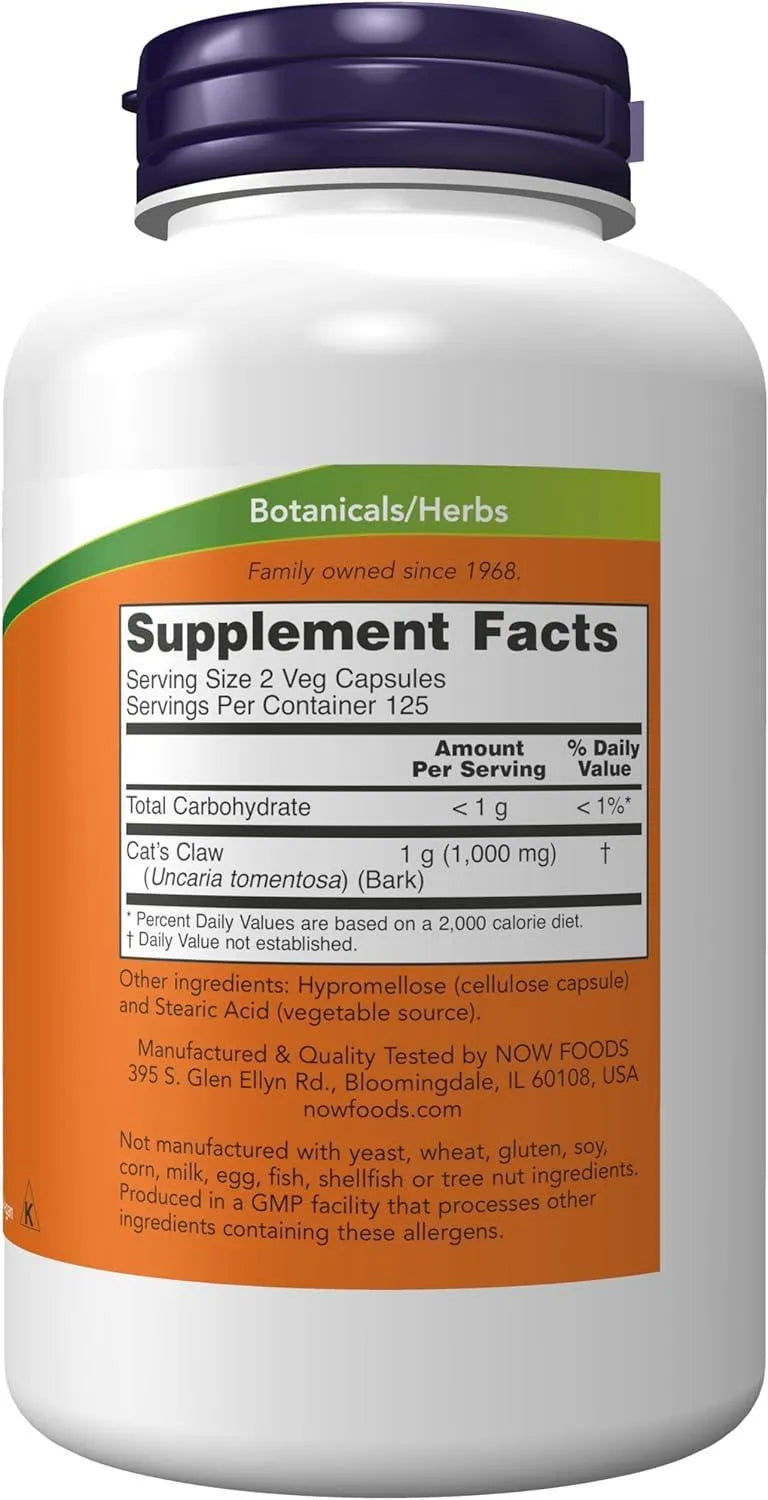 NOW SUPPLEMENTS - NOW Supplements Cat's Claw 500Mg. 250 Capsulas - The Red Vitamin MX - Suplementos Alimenticios - {{ shop.shopifyCountryName }}