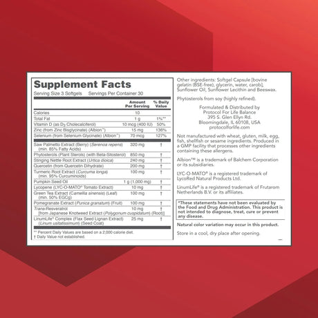 PROTOCOL FOR LIFE BALANCE - PROTOCOL FOR LIFE BALANCE Prostate-B 90 Capsulas Blandas - The Red Vitamin MX - Suplementos Alimenticios - {{ shop.shopifyCountryName }}