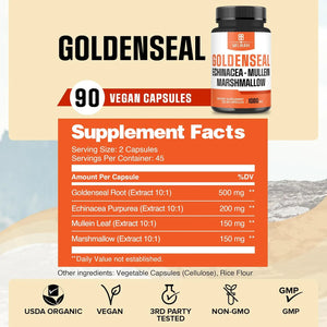 WELBUDA - WELBUDA Goldenseal Root Extract 10:1 with Echinacea, Mullein Leaf, Marshmallow 90 Capsulas - The Red Vitamin MX - Suplementos Alimenticios - {{ shop.shopifyCountryName }}