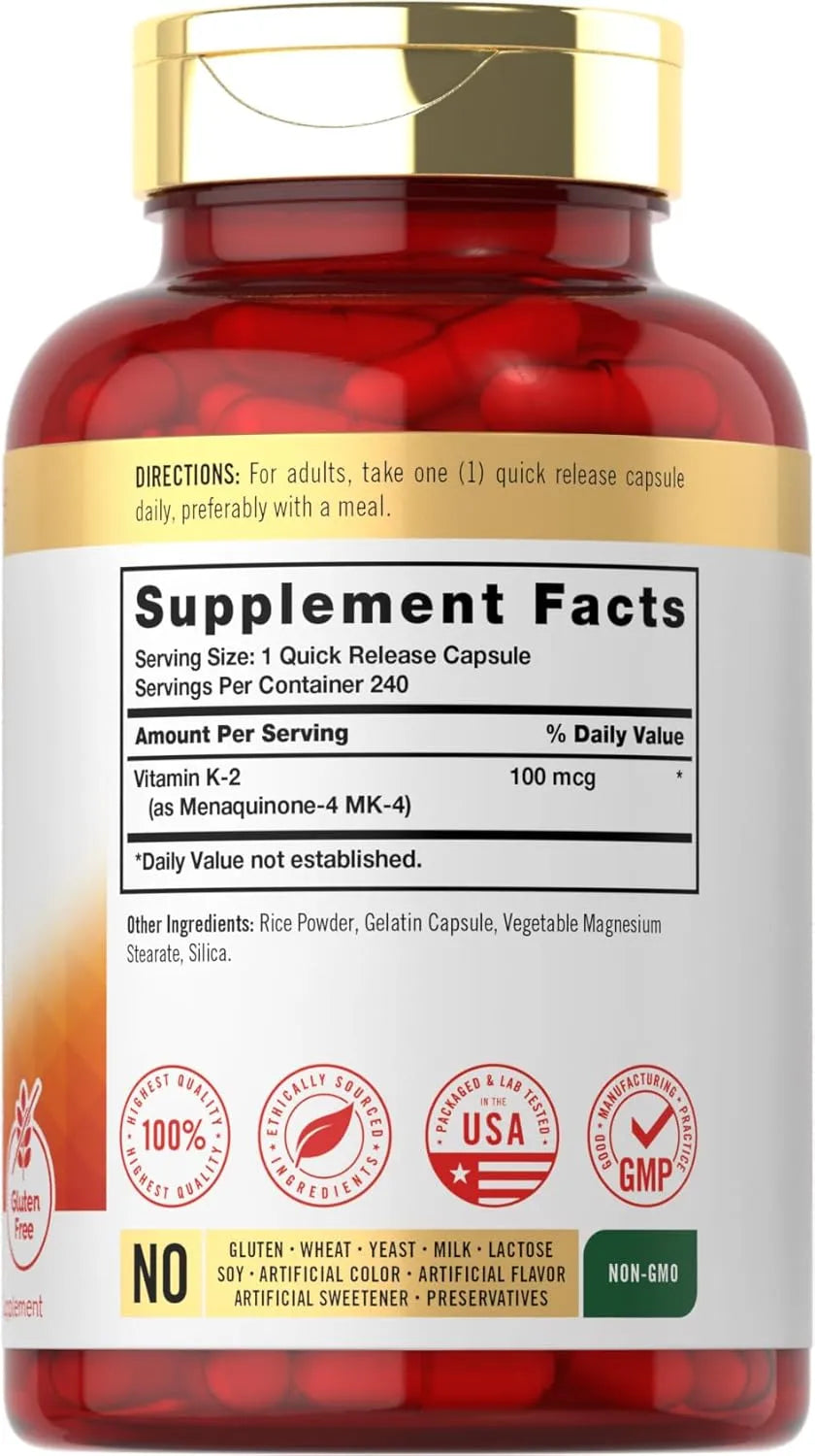 CARLYLE - Carlyle Vitamin K2 100mcg 240 Capsulas - The Red Vitamin MX - Suplementos Alimenticios - {{ shop.shopifyCountryName }}