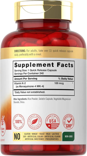 CARLYLE - Carlyle Vitamin K2 100mcg 240 Capsulas - The Red Vitamin MX - Suplementos Alimenticios - {{ shop.shopifyCountryName }}