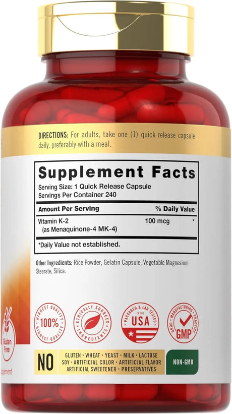 CARLYLE - Carlyle Vitamin K2 100mcg 240 Capsulas - The Red Vitamin MX - Suplementos Alimenticios - {{ shop.shopifyCountryName }}