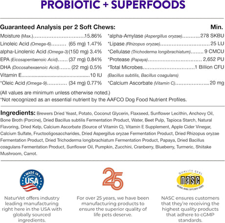 NATURVET - NaturVet Evolutions Probiotic & Superfoods 90 Masticables - The Red Vitamin MX - Probióticos Para Perros - {{ shop.shopifyCountryName }}