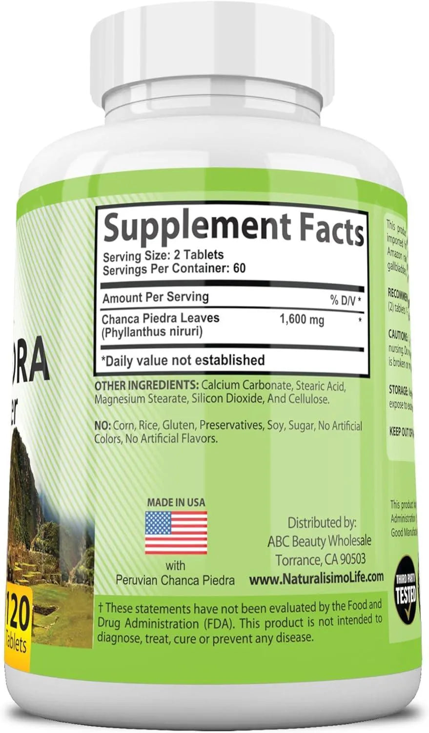 NATURALISIMOLIFE - NaturalisimoLife Chanca Piedra 1600Mg. 120 Tabletas - The Red Vitamin MX - Suplementos Alimenticios - {{ shop.shopifyCountryName }}