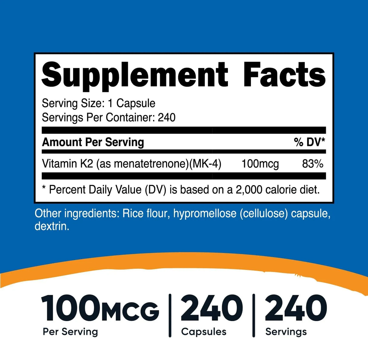 NUTRICOST - Nutricost Vitamin K2 MK4 100mcg 240 Capsulas - The Red Vitamin MX - Suplementos Alimenticios - {{ shop.shopifyCountryName }}