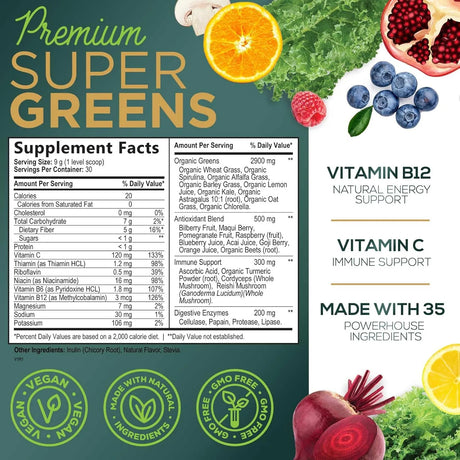 NATURE'S NUTRITION - Nature's Nutrition Greens Superfood Powder 30 Servicios Berry Flavor 270Gr. - The Red Vitamin MX - Suplementos Alimenticios - {{ shop.shopifyCountryName }}