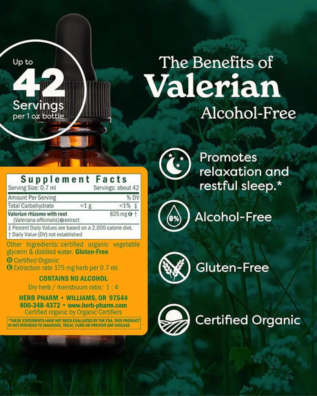 HERB PHARM - Herb Pharm Organic Valerian Root Liquid Extract 1 Fl.Oz. - The Red Vitamin MX - Suplementos Alimenticios - {{ shop.shopifyCountryName }}