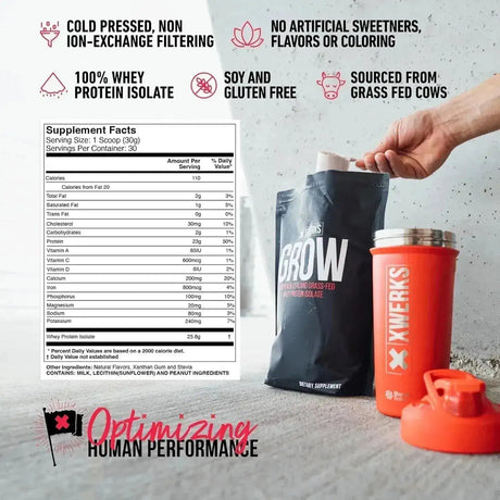 XWERKS - Xwerks Grow 100% New Zealand Grass-Fed Whey Protein Peanut Butter 28.8 Oz. - The Red Vitamin MX - Suplementos Alimenticios - {{ shop.shopifyCountryName }}