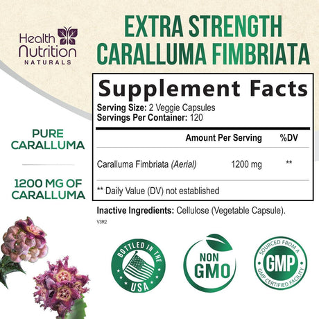 HEALTH NUTRITION NATURALS - Health Nutrition Naturals Caralluma Fimbriata Extract 1200Mg. 240 Capsulas - The Red Vitamin MX - Suplementos Alimenticios - {{ shop.shopifyCountryName }}