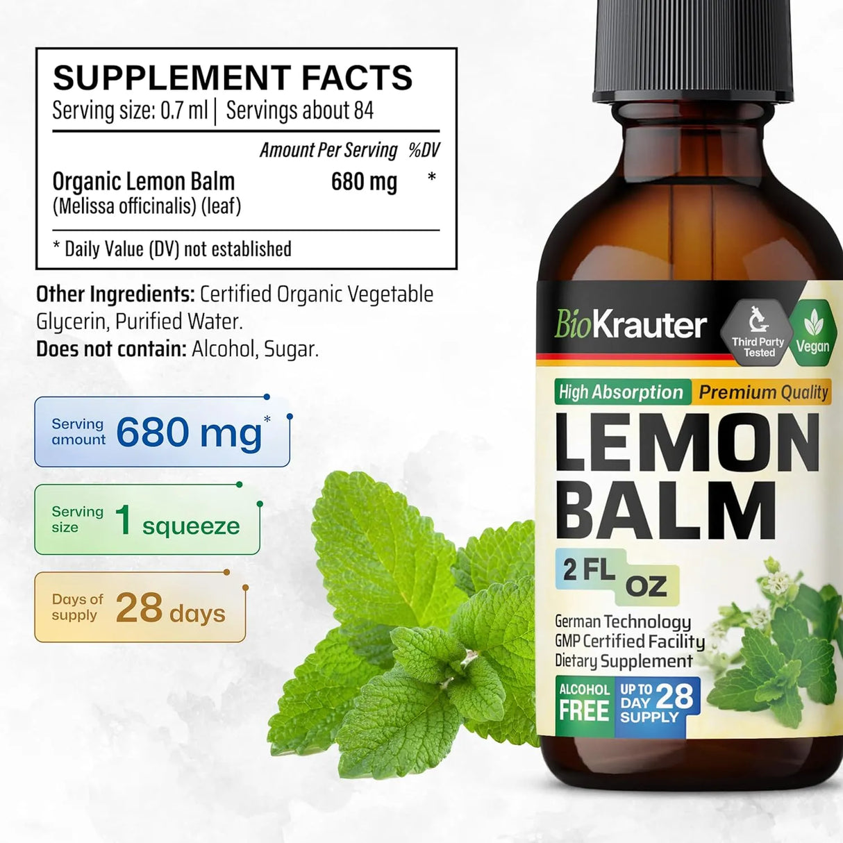 BIOKRAUTER - BIO KRAUTER Lemon Balm Leaf Extract 2 Fl.Oz. - The Red Vitamin MX - Suplementos Alimenticios - {{ shop.shopifyCountryName }}