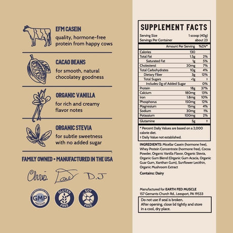 EARTH FED MUSCLE - Earth Fed Muscle Nocturnal Casein/Whey Protein Blend 908Gr. - The Red Vitamin MX - Suplementos Alimenticios - {{ shop.shopifyCountryName }}