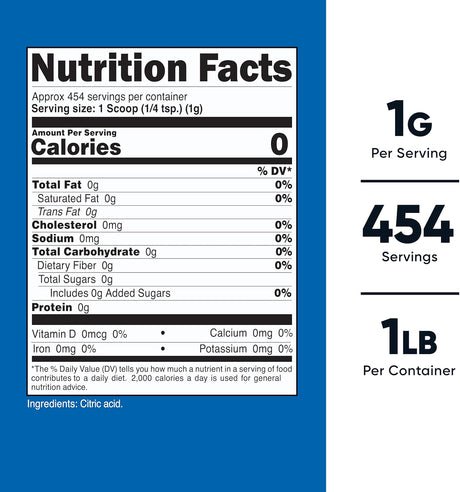 Nutricost Citric Acid Powder 454Gr.