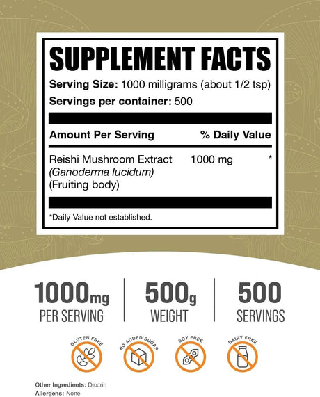 BULK SUPPLEMENTS - Bulk Supplements Reishi Mushroom Extract Powder 500Gr. - The Red Vitamin MX - Suplementos Alimenticios - {{ shop.shopifyCountryName }}