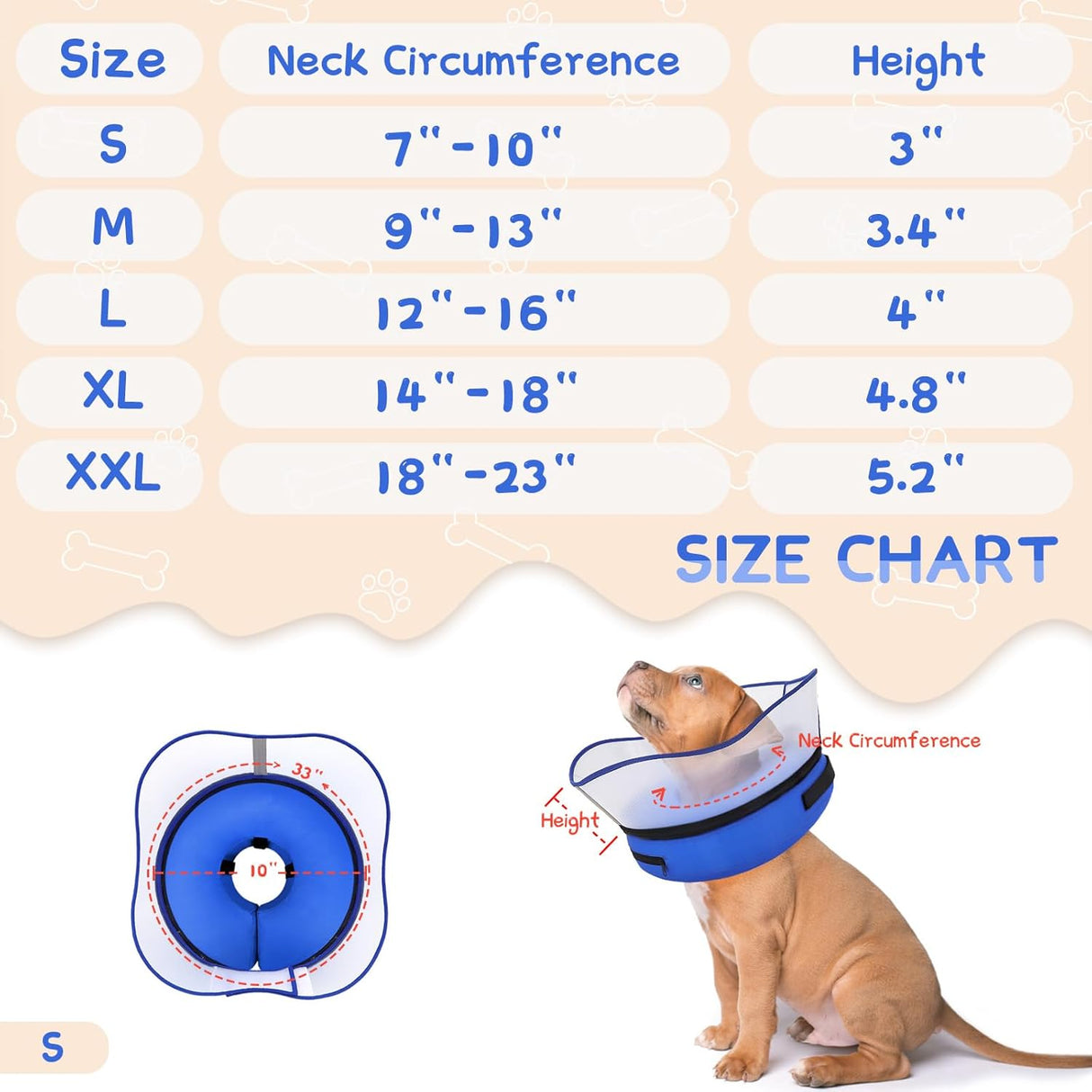Supet Raised Inflatable Dog Cone Collar SMALL