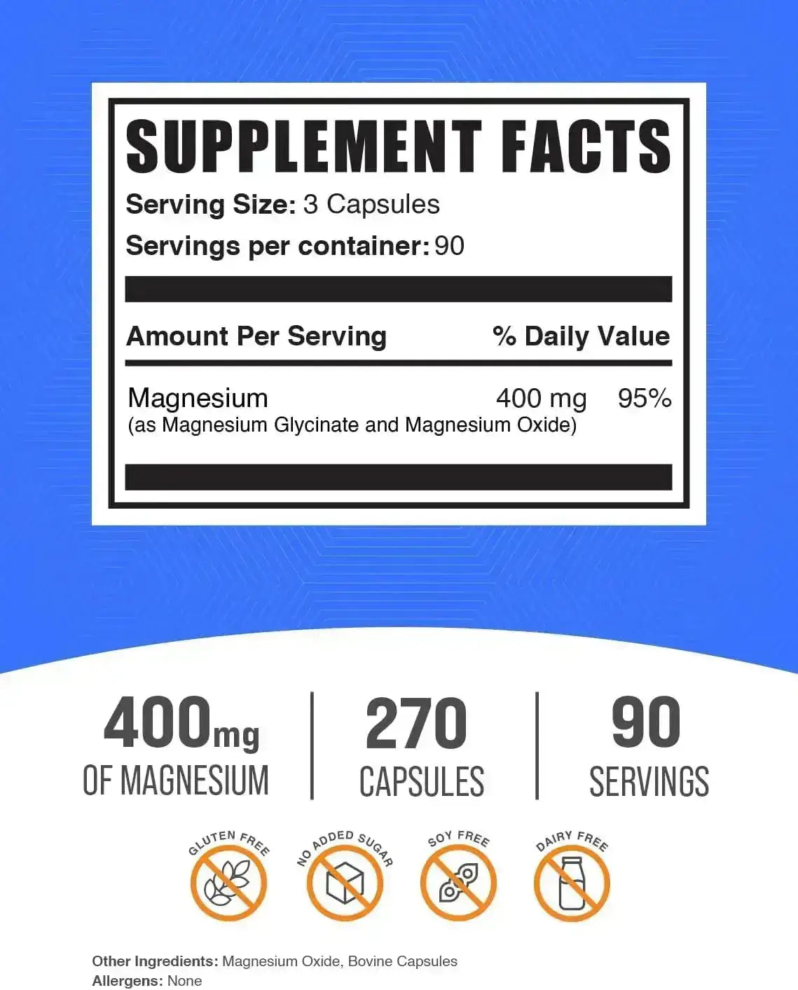 BULK SUPPLEMENTS - Bulk Supplements Magnesium Glycinate 400Mg. 270 Capsulas - The Red Vitamin MX - Suplementos Alimenticios - {{ shop.shopifyCountryName }}