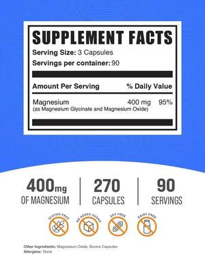 BULK SUPPLEMENTS - Bulk Supplements Magnesium Glycinate 400Mg. 270 Capsulas - The Red Vitamin MX - Suplementos Alimenticios - {{ shop.shopifyCountryName }}