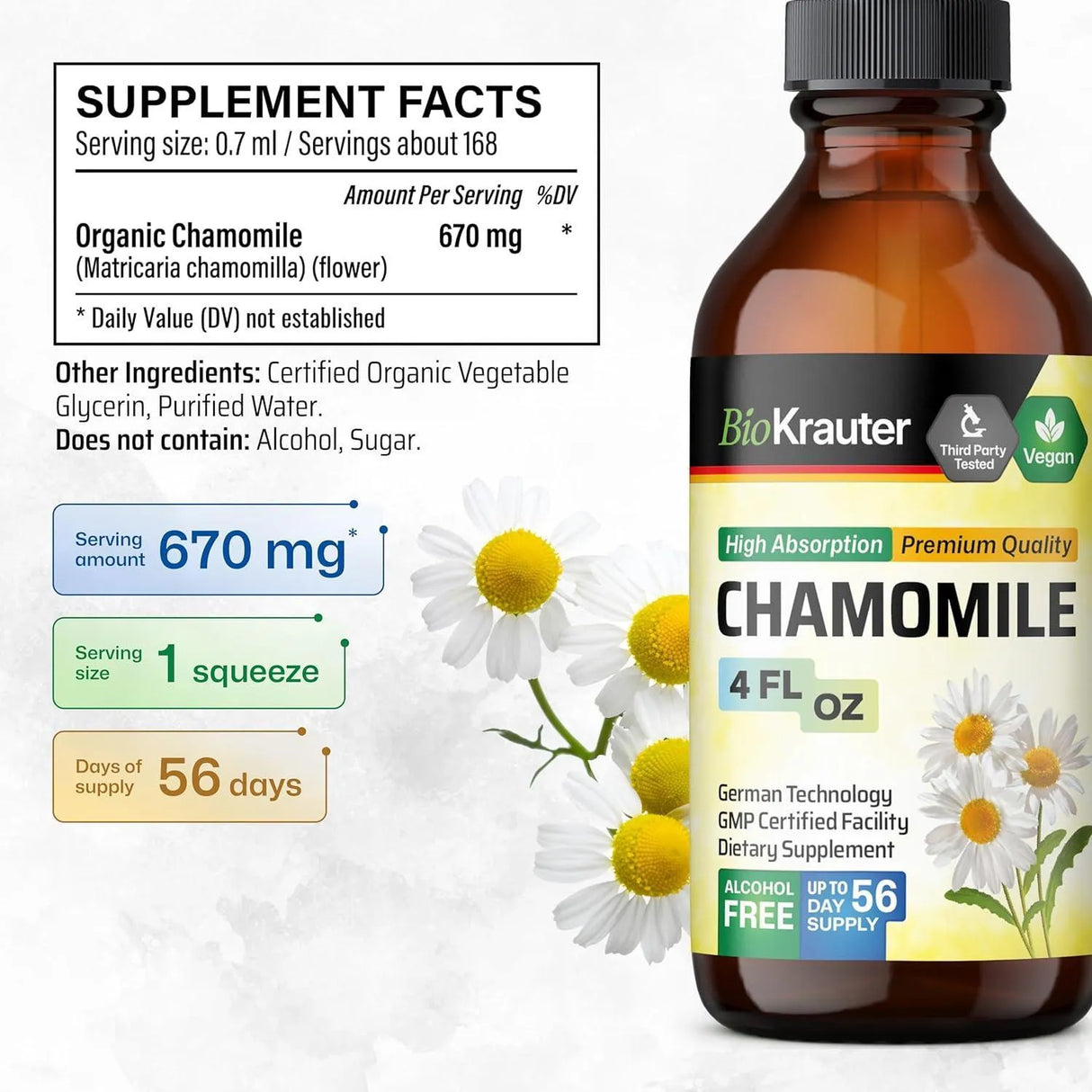 BIOKRAUTER - BIO KRAUTER Chamomile Flowers Tincture 4 Fl.Oz. - The Red Vitamin MX - Suplementos Alimenticios - {{ shop.shopifyCountryName }}