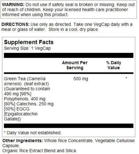 SOLARAY - SOLARAY Green Tea Leaf Extract 500Mg. 30 Capsulas - The Red Vitamin MX - Suplementos Alimenticios - {{ shop.shopifyCountryName }}