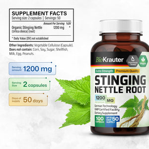 BIOKRAUTER - BIO KRAUTER Stinging Nettle 1200Mg. 100 Capsulas - The Red Vitamin MX - Suplementos Alimenticios - {{ shop.shopifyCountryName }}